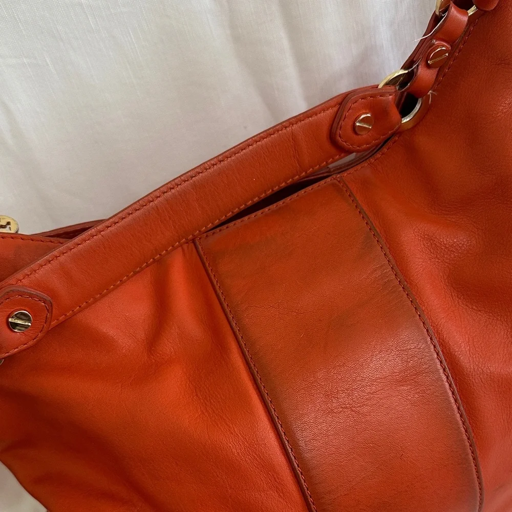 Tory Burch Vibrant Orange Leather Hobo Bag - Picture 11 of 16